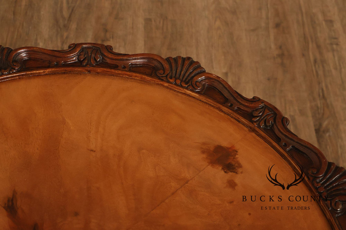 Queen Anne Style Flame Mahogany Pie Crust Top Pedestal Table