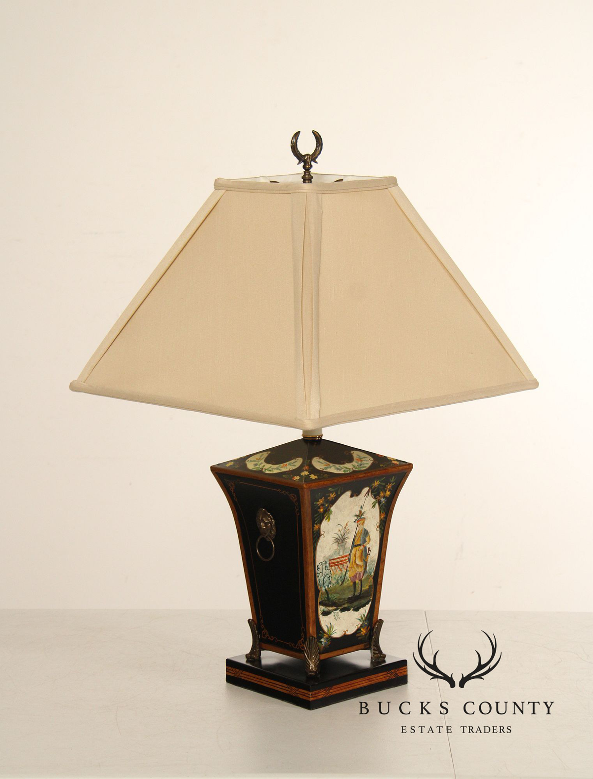 Chelsea House Pair of Painted Toleware Table Lamps
