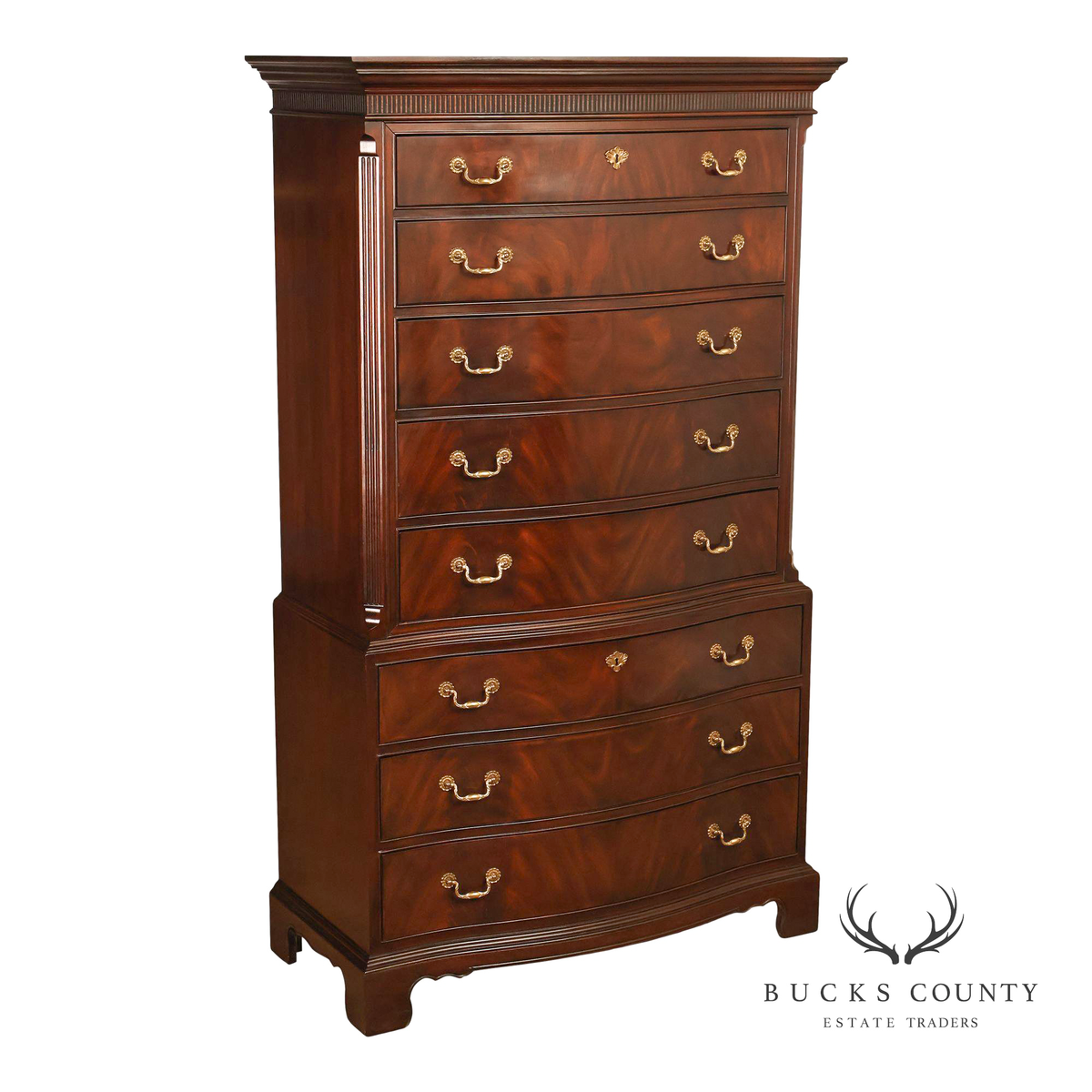 Drexel Heritage Chippendale Style Mahogany Eight Drawer Tall Chest