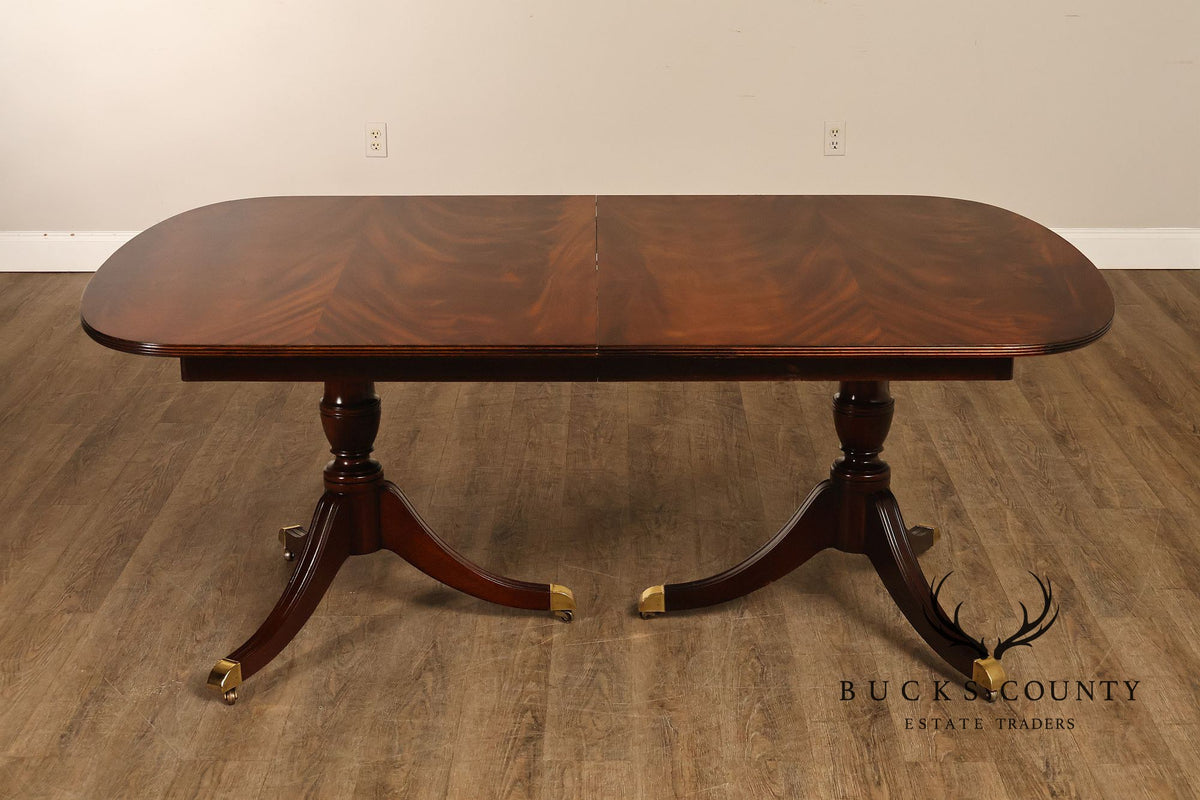 Kindel Flame Mahogany Double Pedestal Dining Table