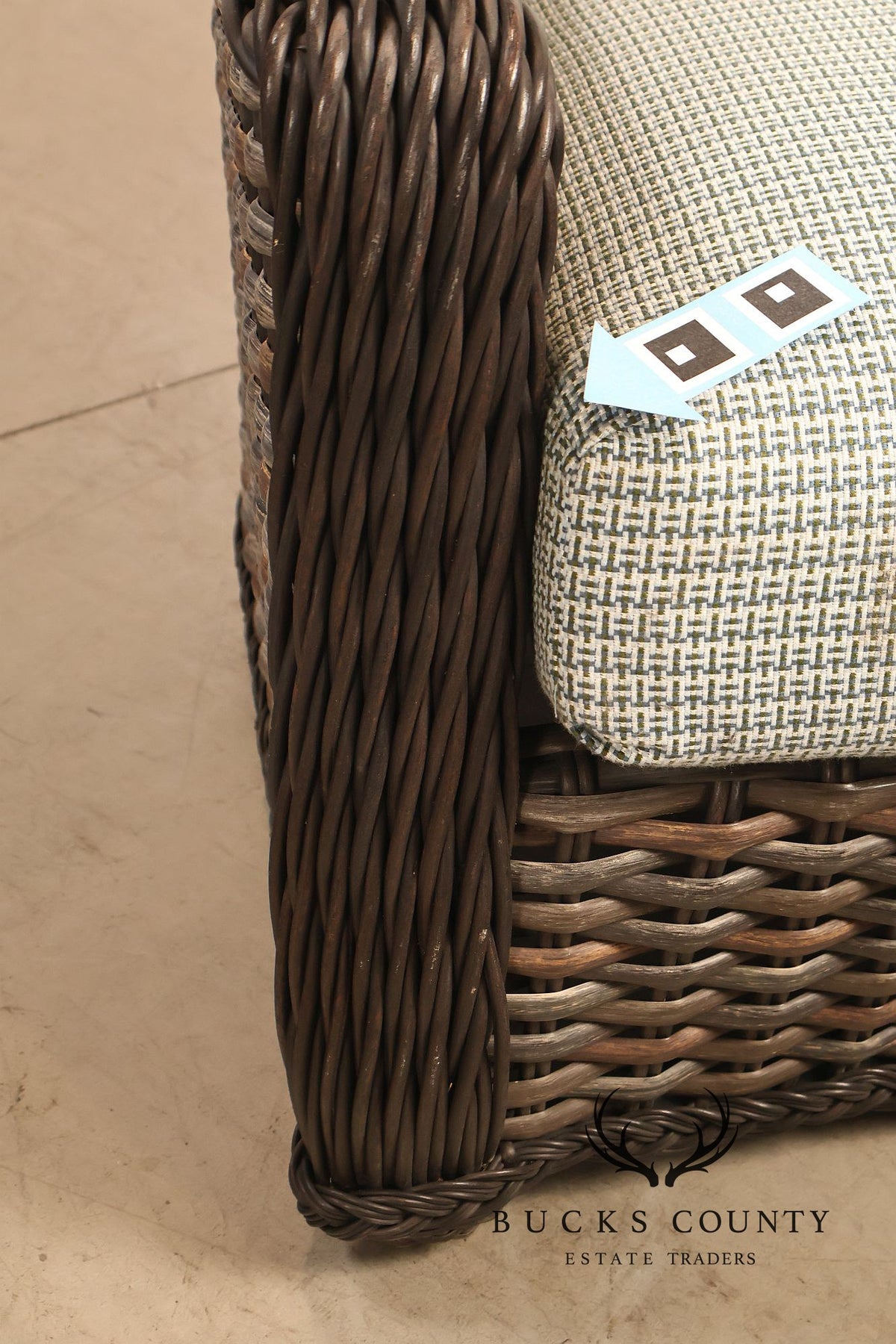Lane Venture Pair Of Woven Wicker Outdoor Lounge Club Chairs With Cushions