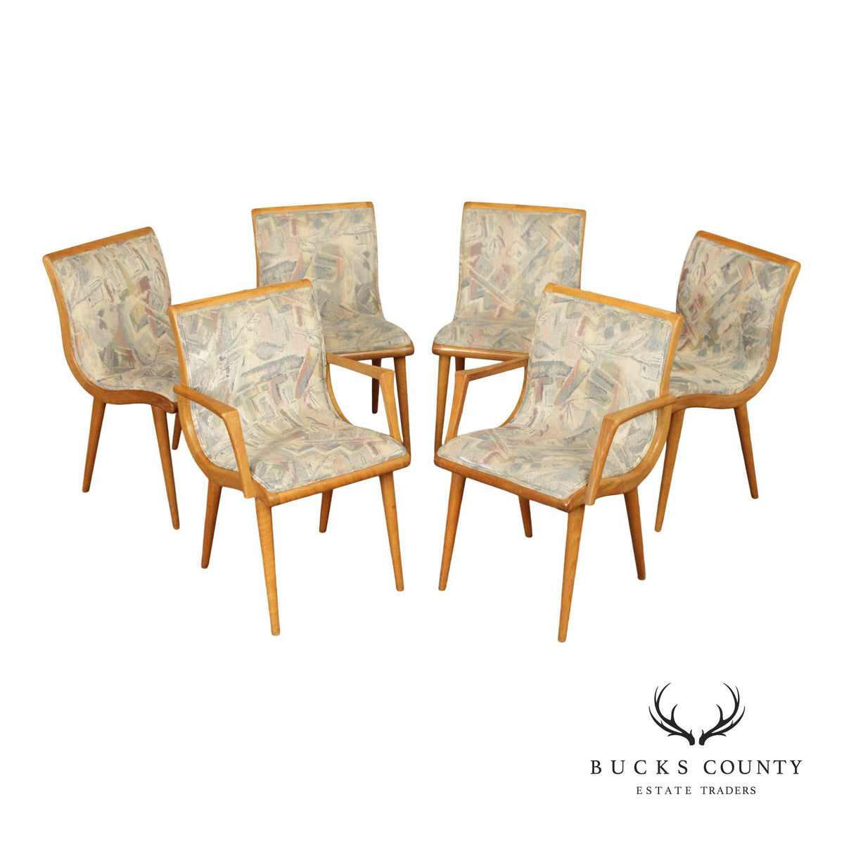 Vintage Mid Century Modern Set Of Six Dining Chairs