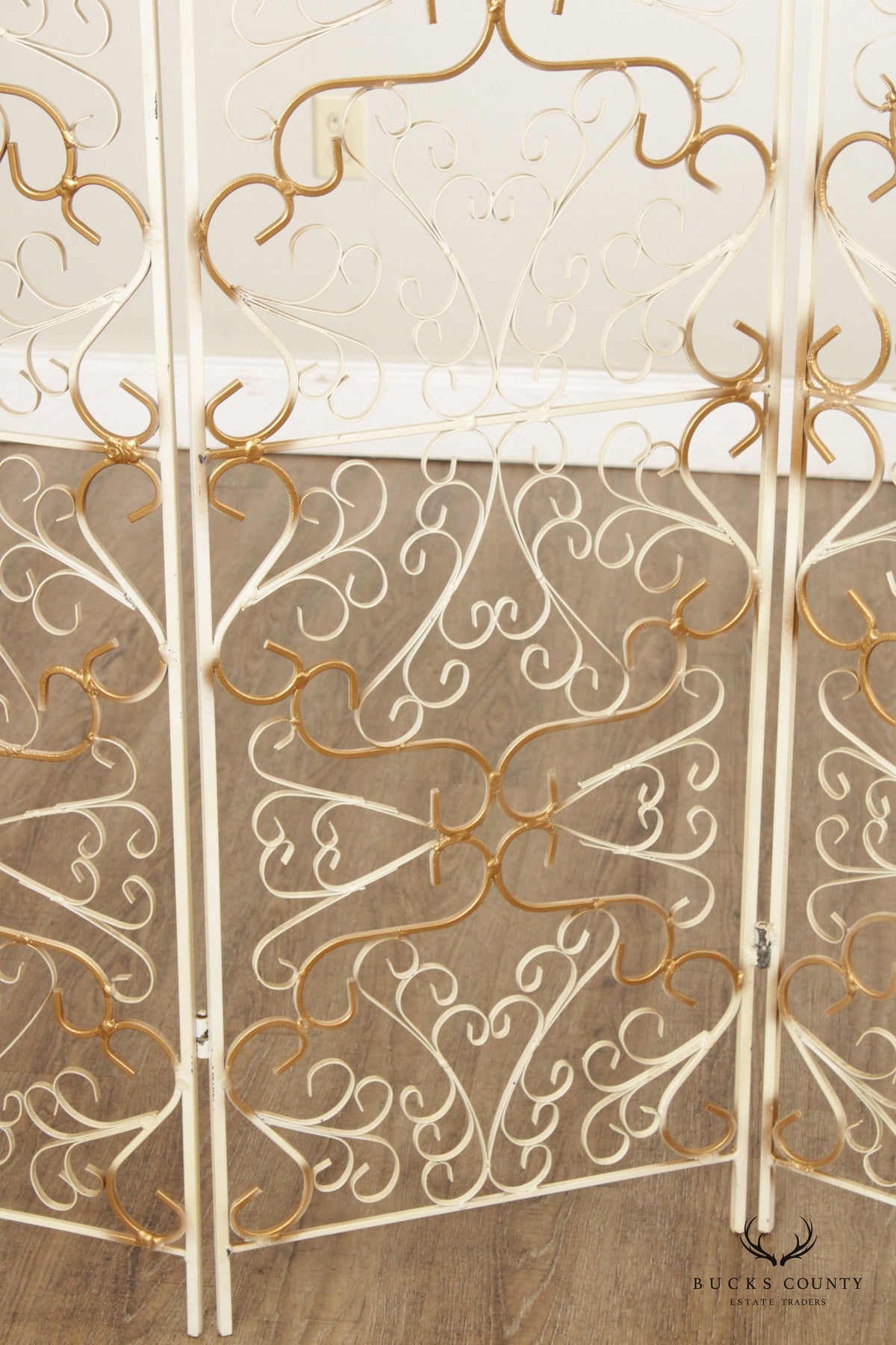 Mid Century Wrought Iron Three-Panel Folding Screen