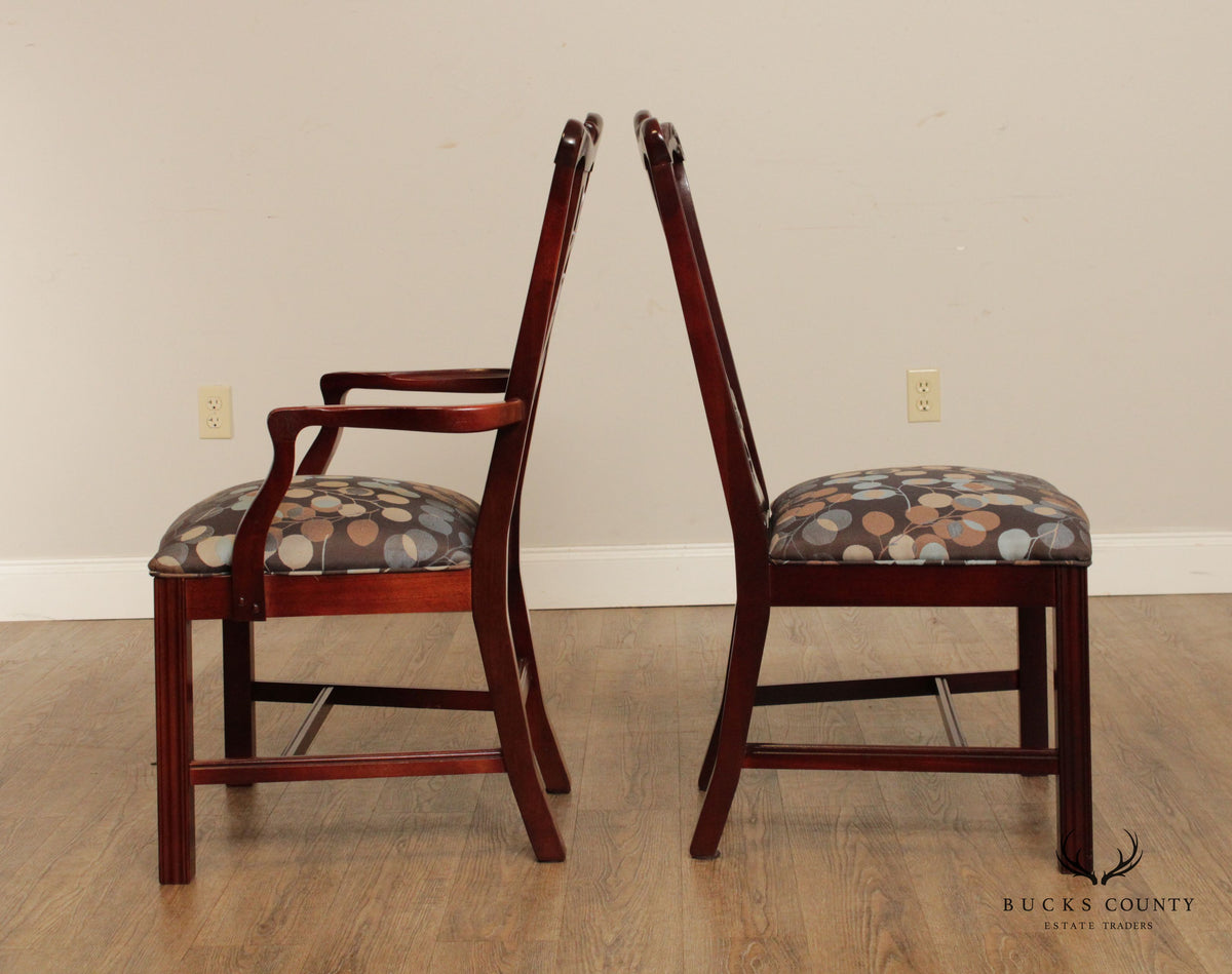 Thomasville Chippendale Style Set of Eight Carved Mahogany Dining Chairs