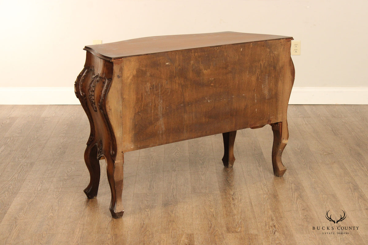 Italian Provincial Style Floral Carved Bombe Chest