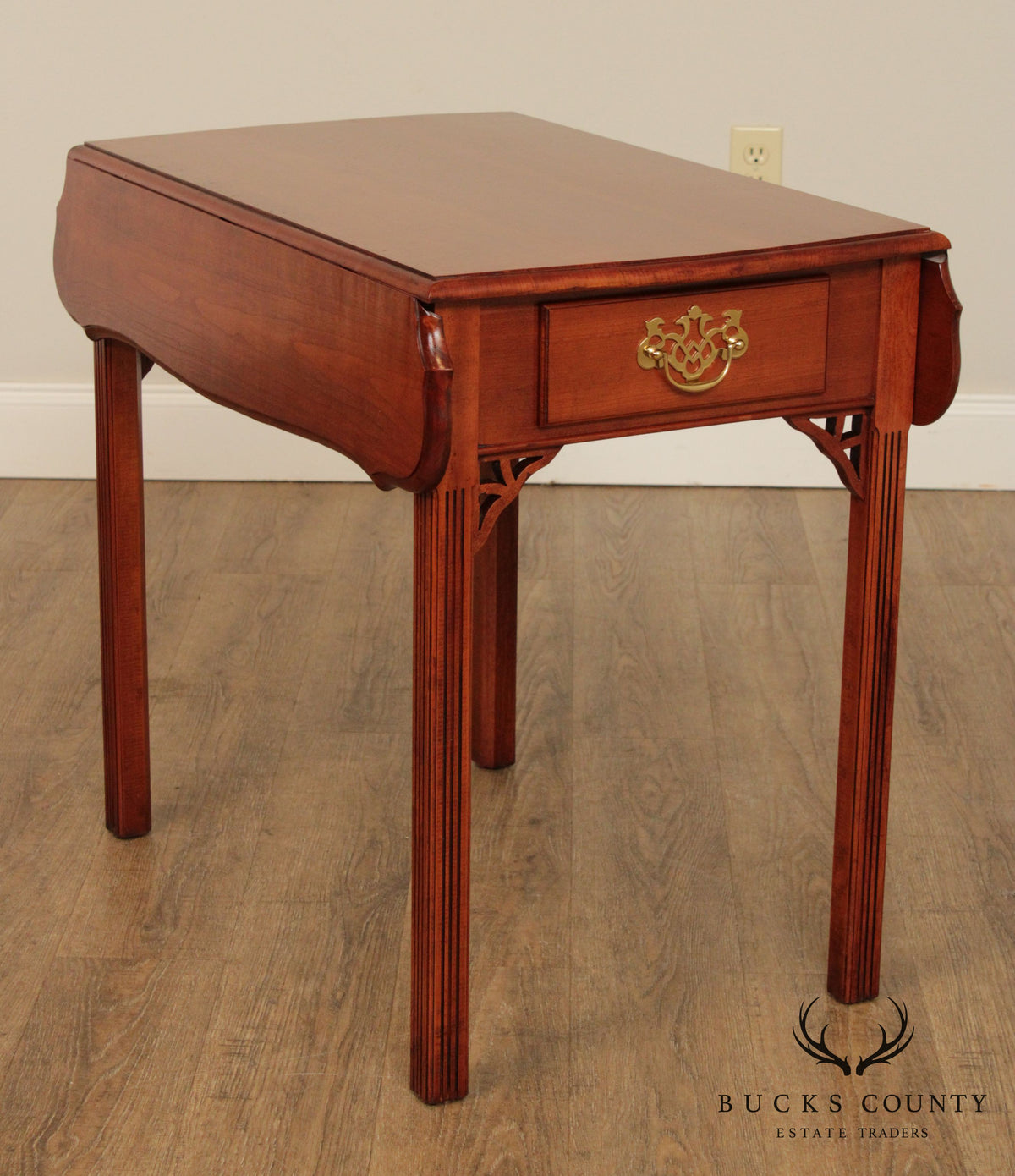 Chippendale Style Custom Crafted Cherry Drop Leaf Pembroke Table