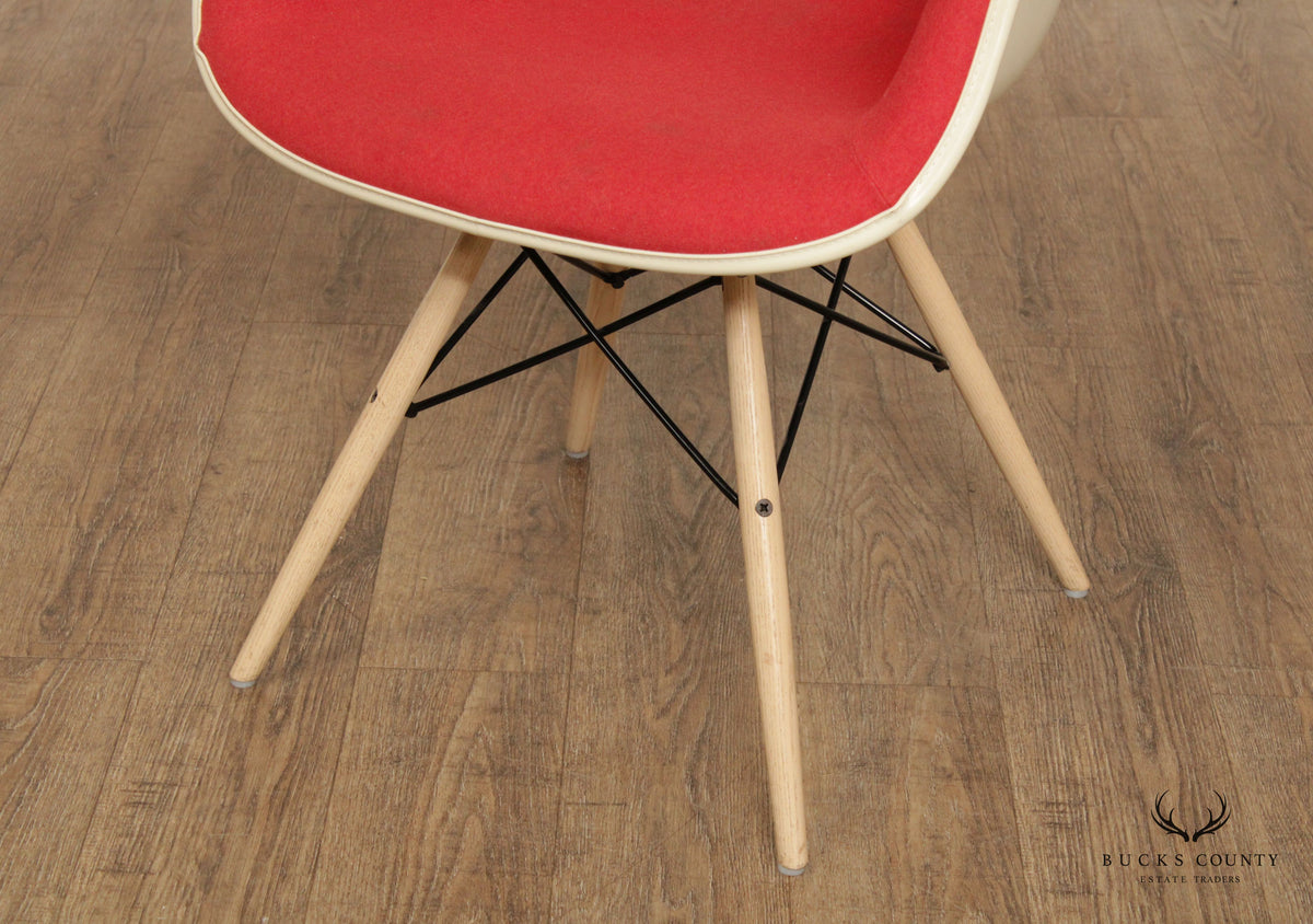Eames Pair Upholstered Molded Fiberglass Armchairs