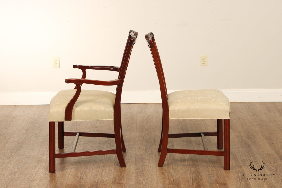 Kindel Chippendale Style Set Six Mahogany Dining Chairs