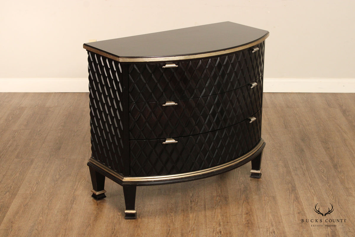 Century Omni Collection Contemporary Pair of Bow Front Ebonized Chests