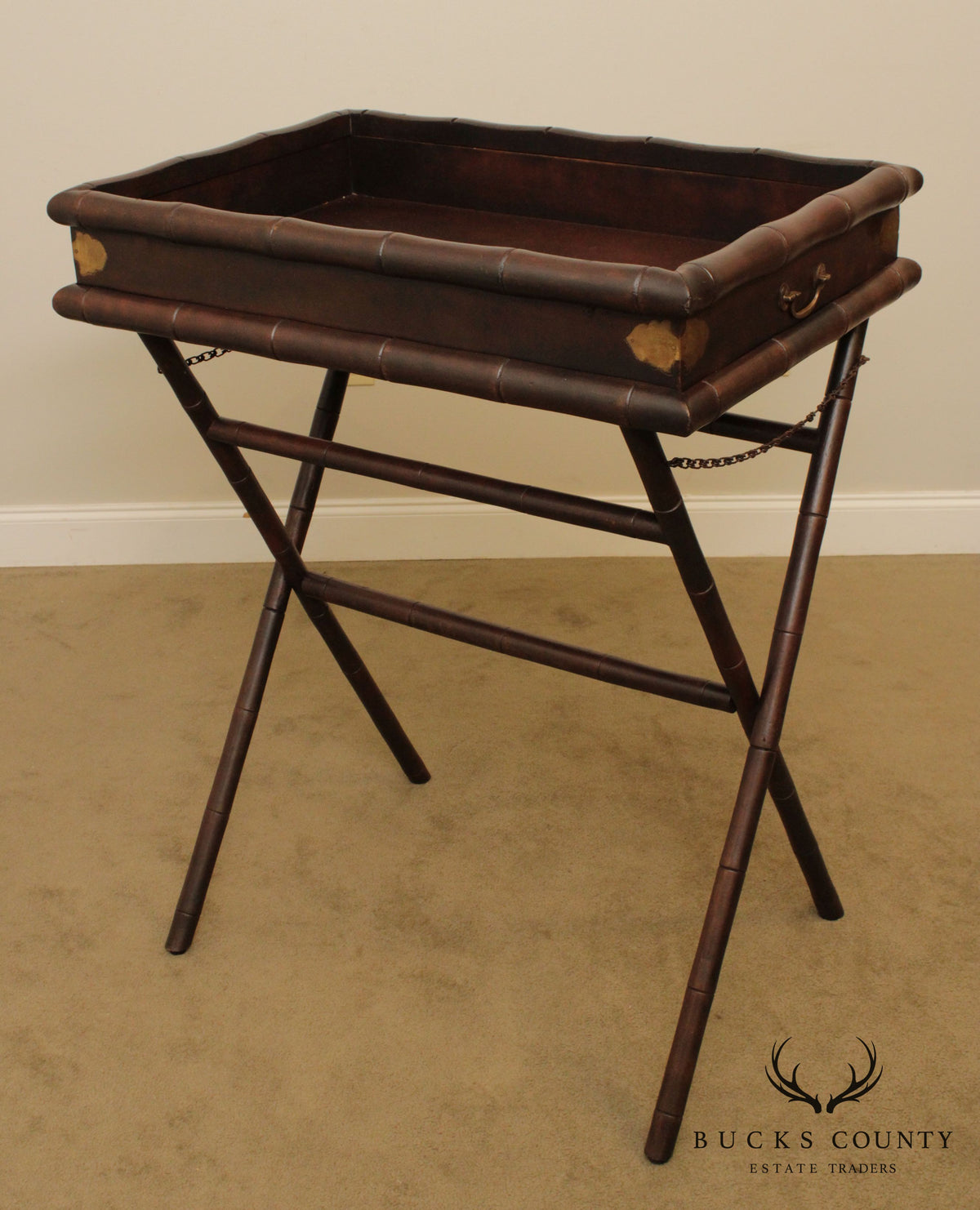 F.O. Mertz & Co Faux Bamboo Butlers Tray Table
