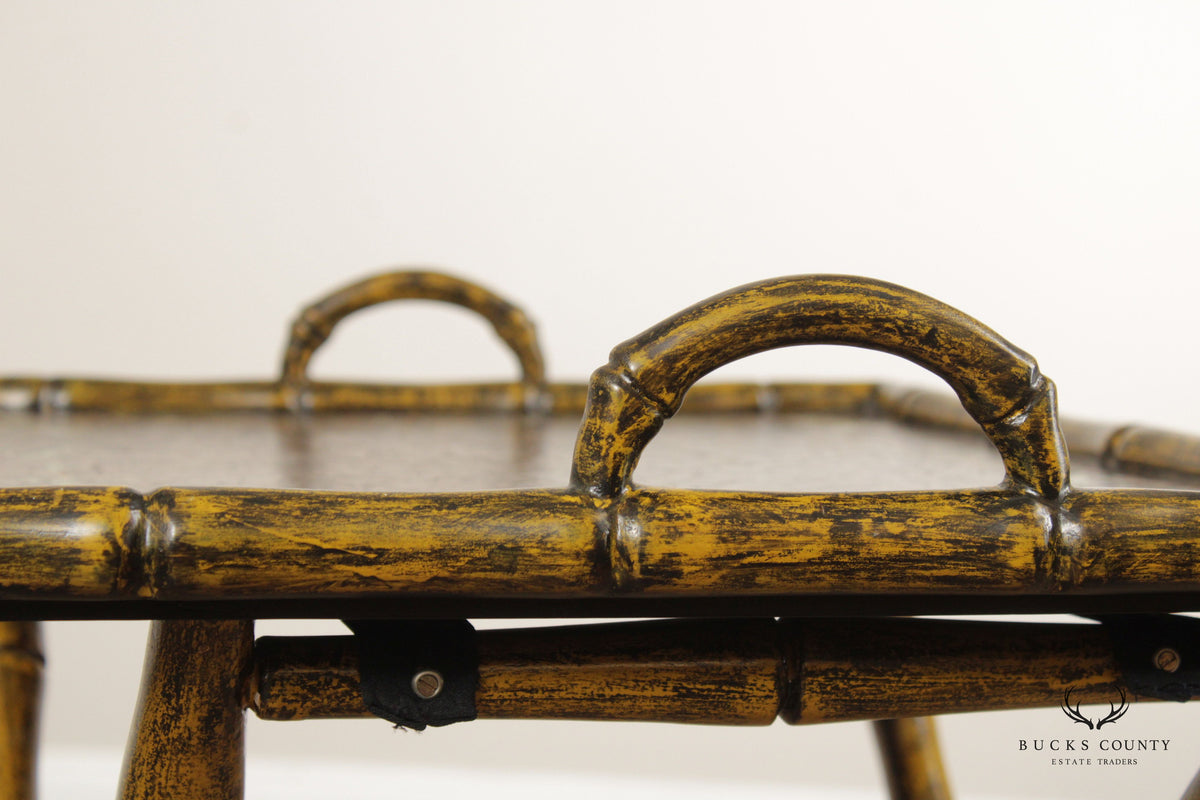 Chinoiserie Style Faux Bamboo Folding Tray Table