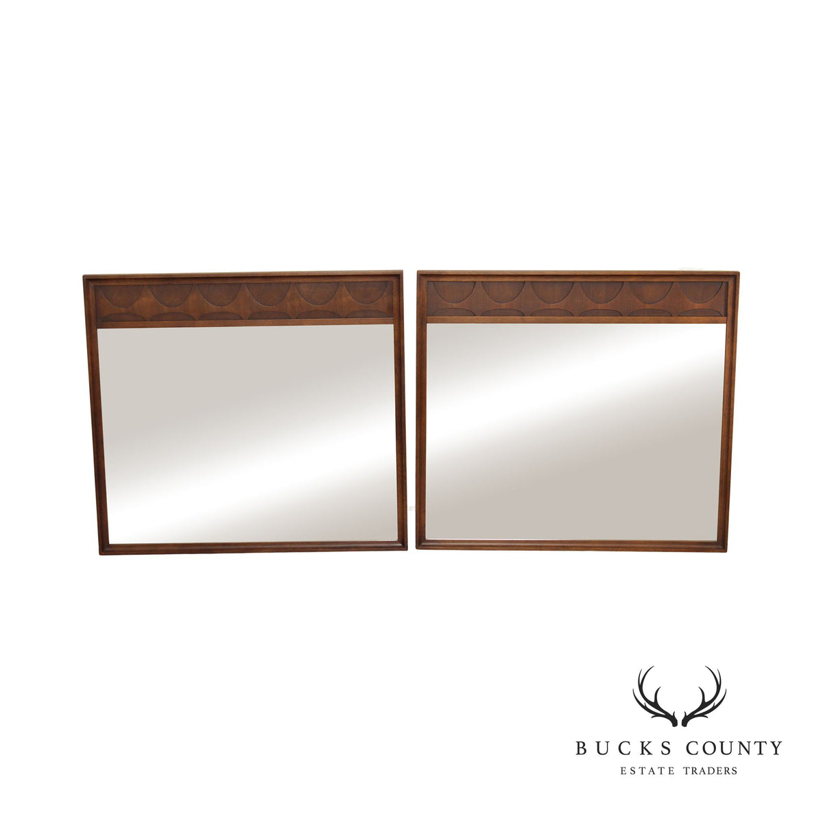 Broyhill Brasilia Mid Century Modern Pair Walnut Wall Mirrors
