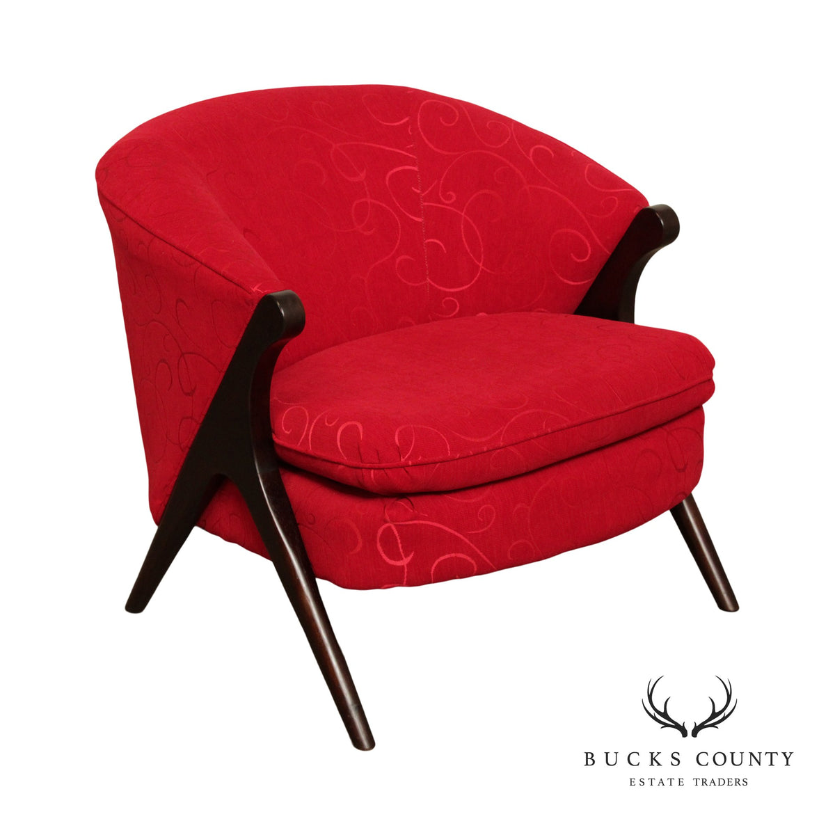 Modern Style Custom Upholstered Red Club Chair