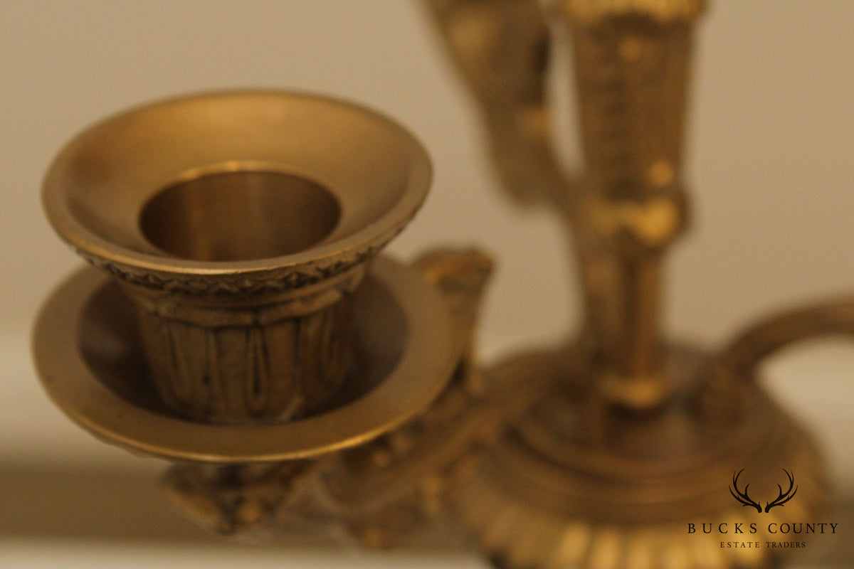 French Empire Style Pair Bronze Candelabra
