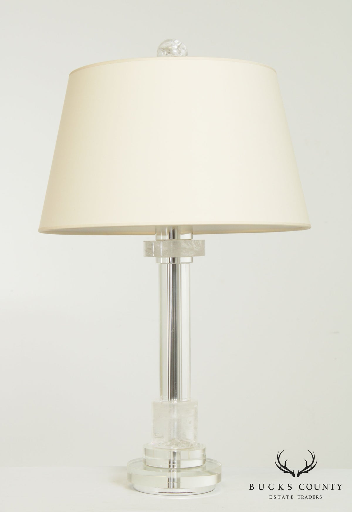 Contemporary Lucite and Quartz Table Lamp
