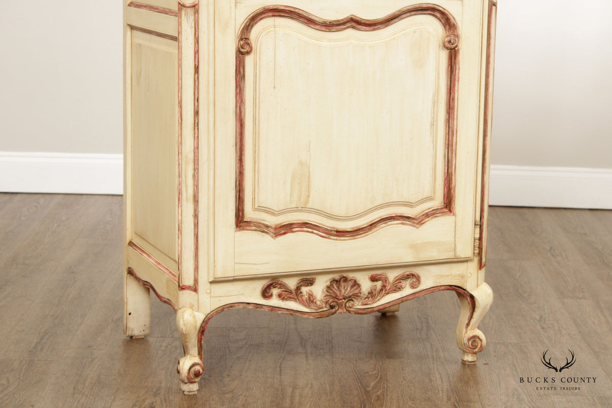 French Provincial Style Single Door Painted Pantry or Storage Cabinet