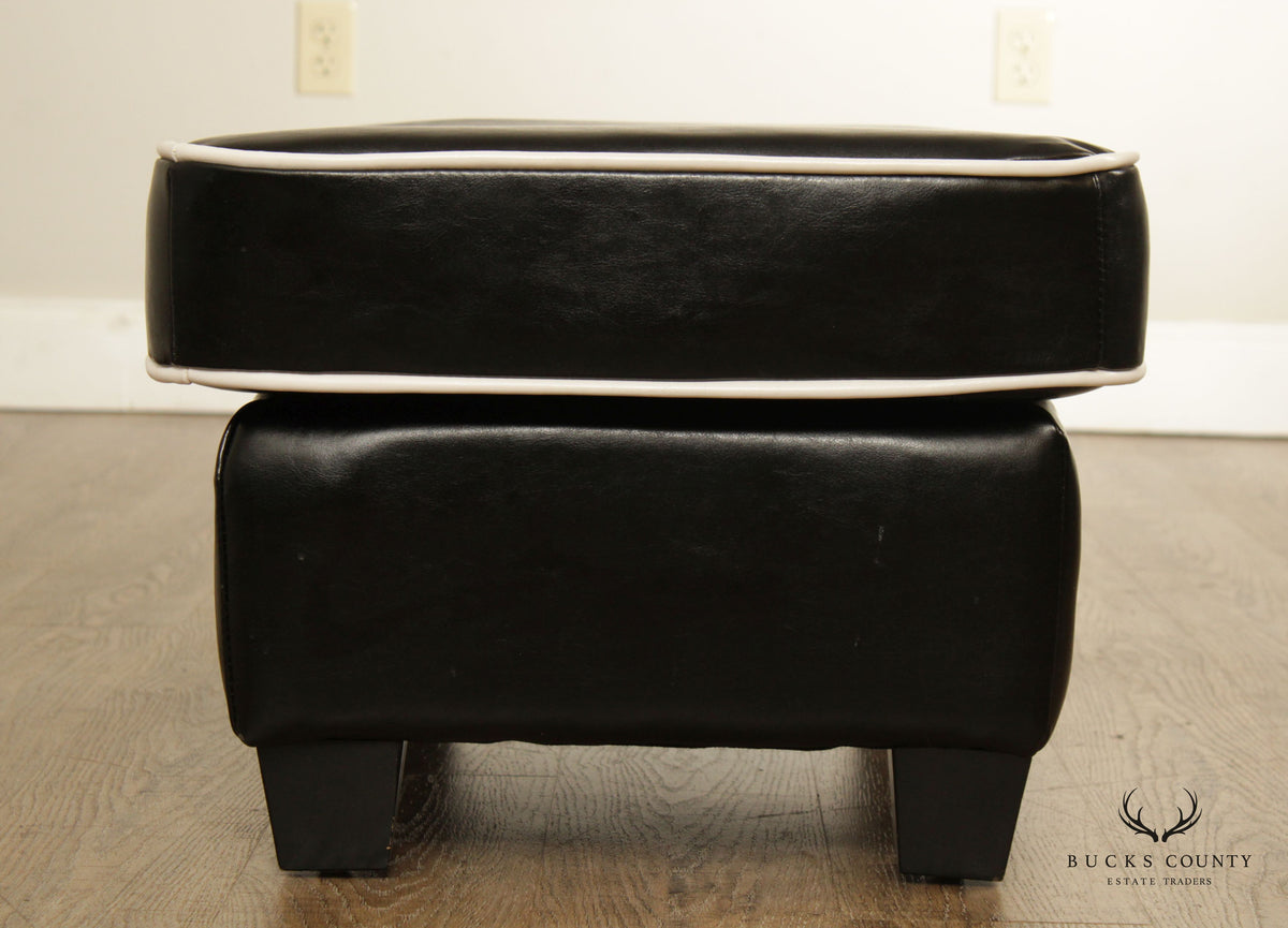 Vintage Modern Leather Upholstered Footstool
