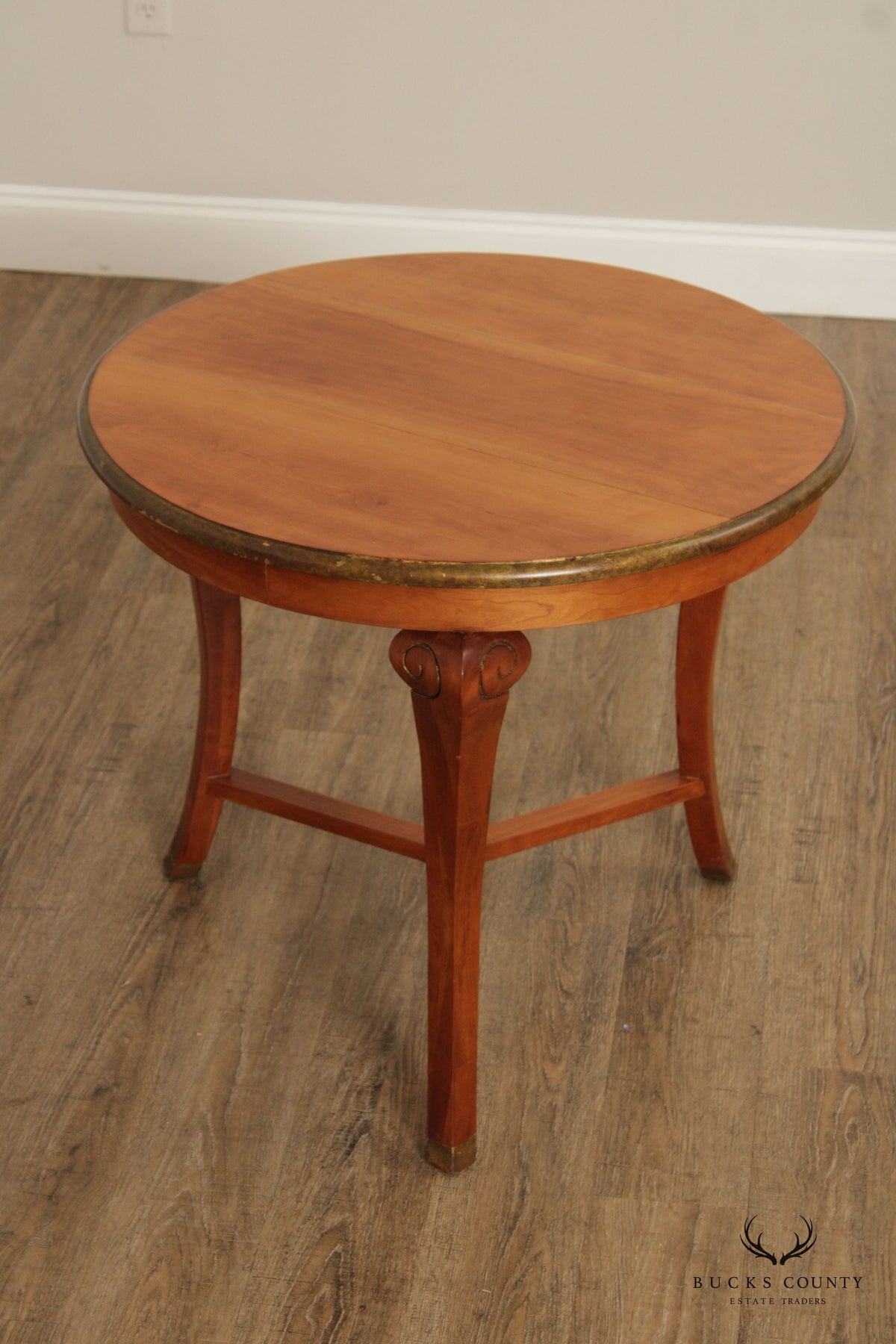 Neoclassical Style Round Cherry Side Table