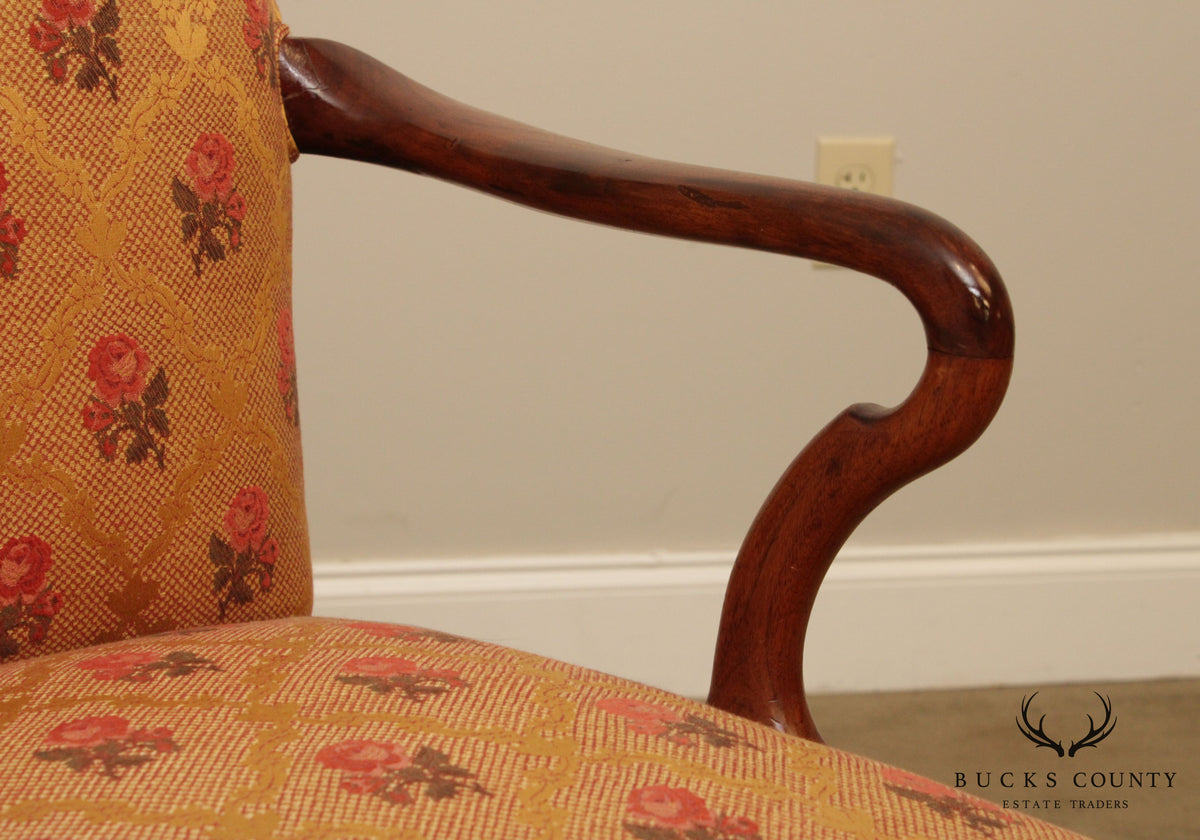 Queen Anne Style Custom Quality Vintage Walnut Armchair