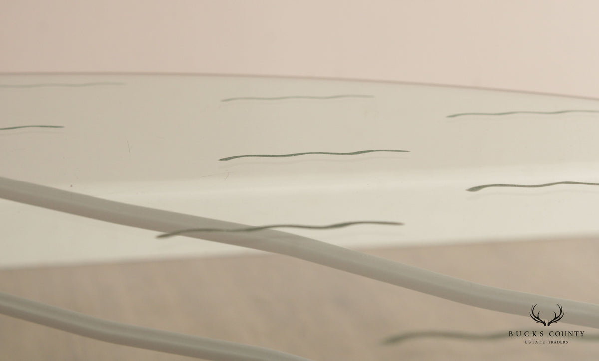Modern Triangular Glass Top Brushed Steel Table