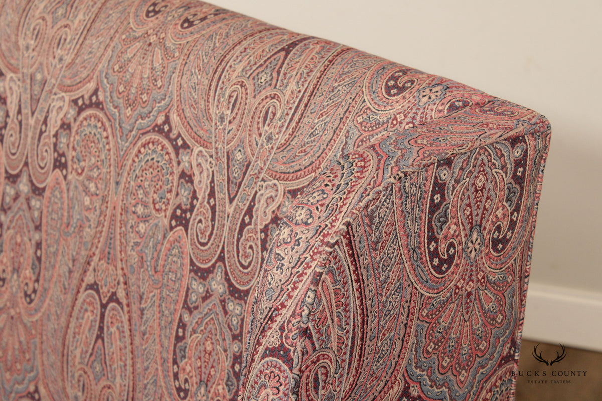 Chippendale Style Pair Custom Upholstered High-Back Settees