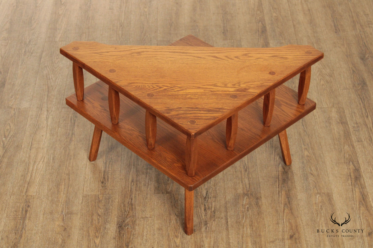 Hunt Country Furniture Two Tier Oak Corner Table