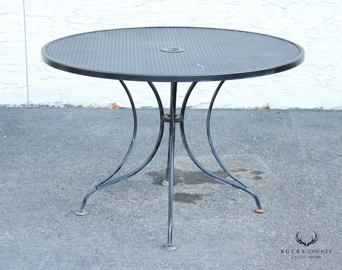 Vintage 42 Inch Round Wrought Iron Outdoor Patio Dining Table