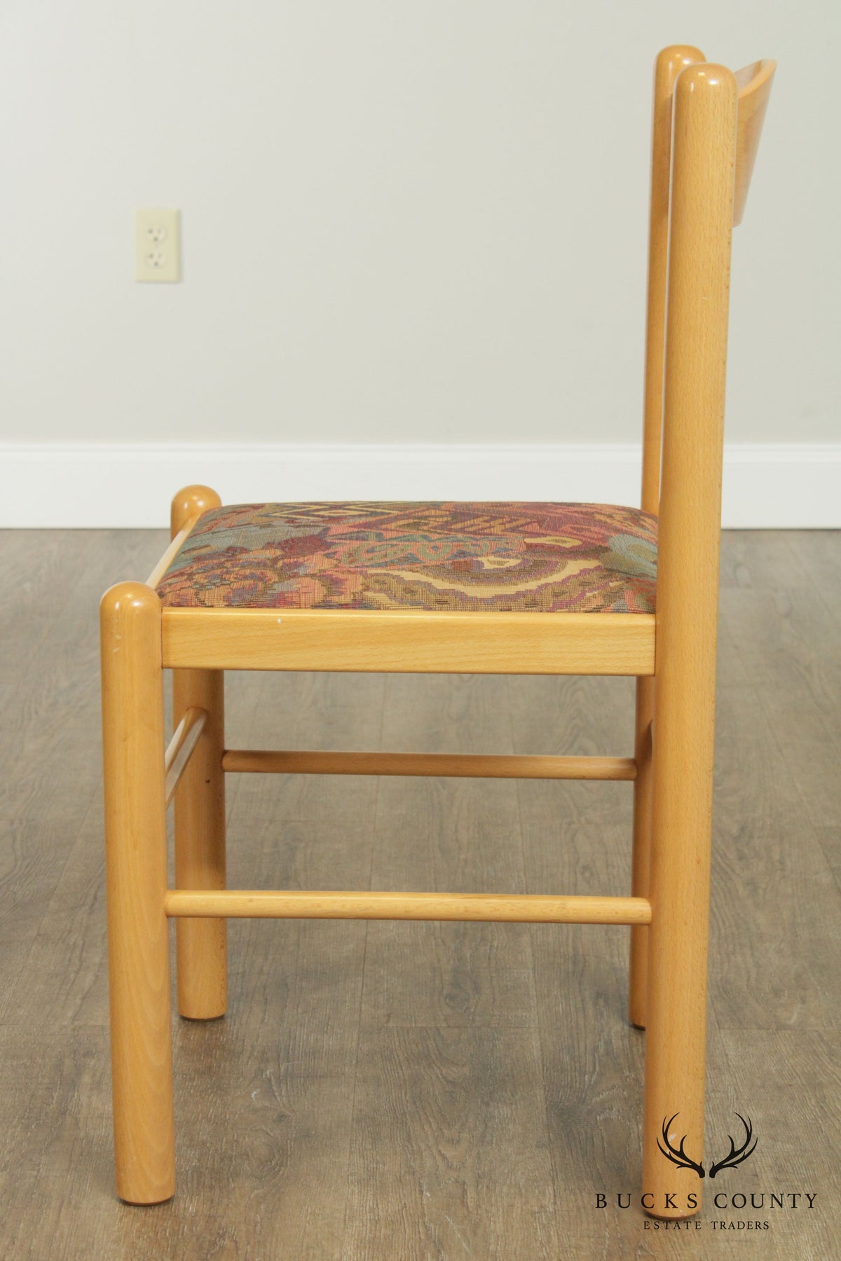 Mid Century Modern Set of 4 Blonde Beechwood Dining Chairs