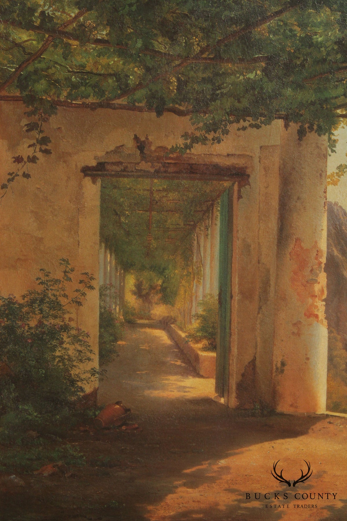 Italian Amalfi Coast Framed Painting after Carl Frederc Aagaard