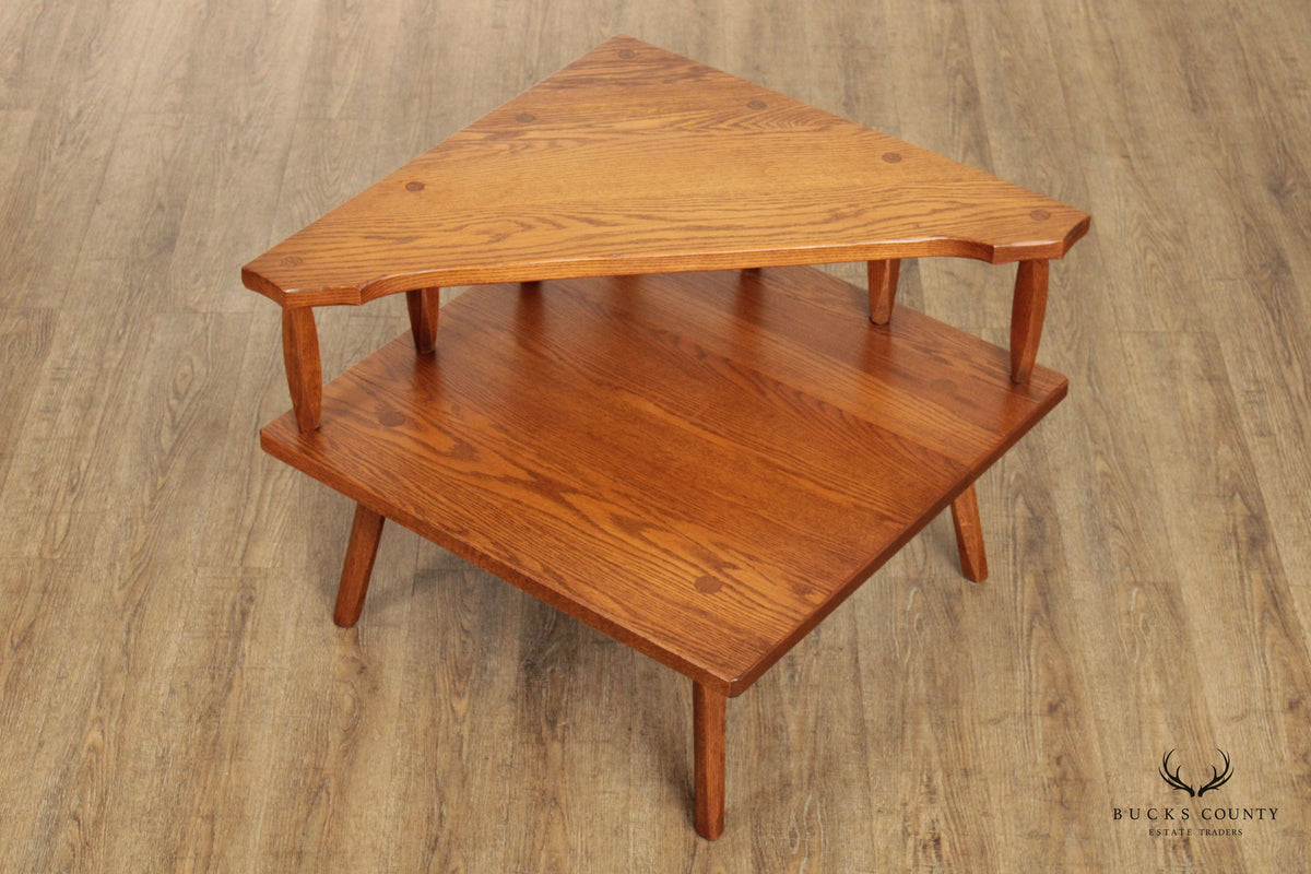 Hunt Country Furniture Two Tier Oak Corner Table