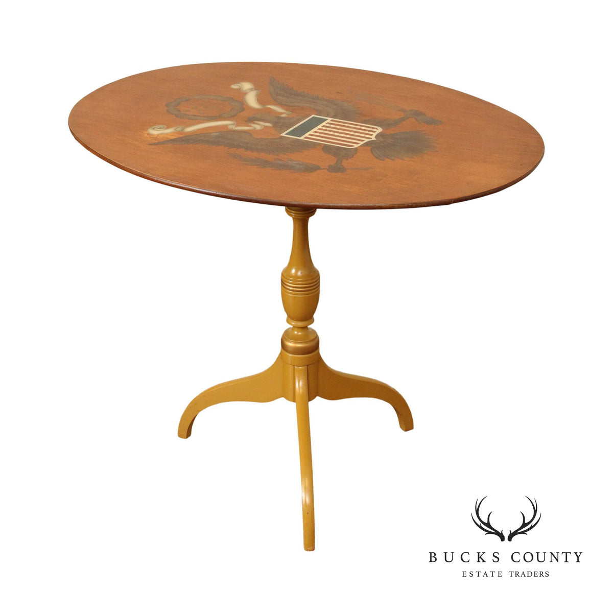L. Hitchcock Federal Style Eagle Stenciled Tilt-Top Table