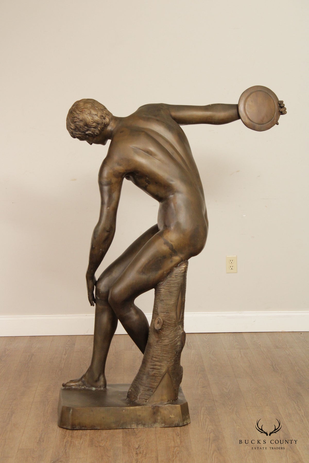 20th C. Classical Greek 'Discobolus' Life-Size Bronze Statue