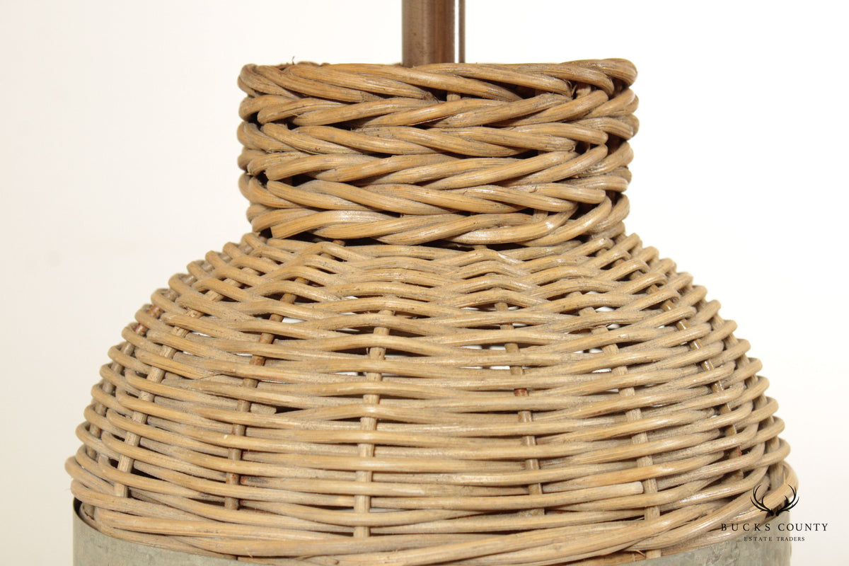 Pottery Barn Wicker and Metal Table Lamp
