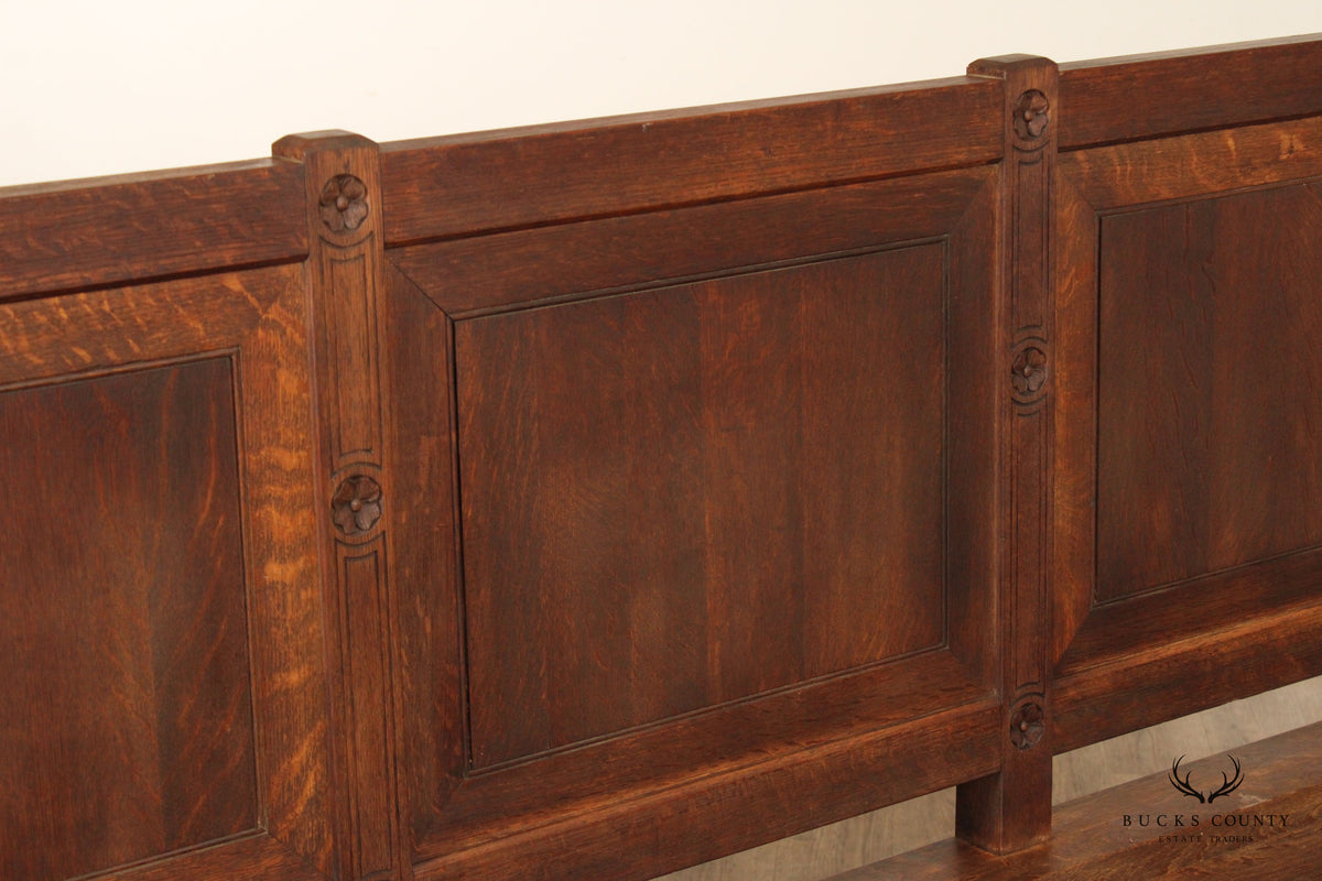 Antique Renaissance Revival Carved Oak Billards Room Bench