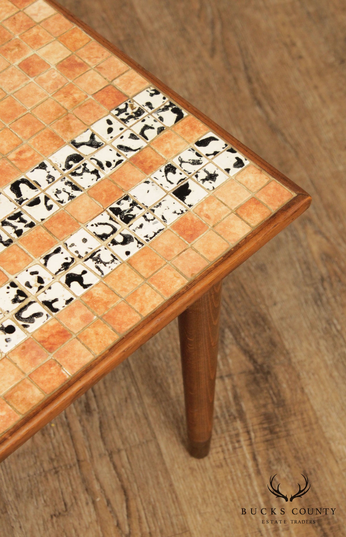 Mid Century Modern Mosiac Tile Top Square Side Table