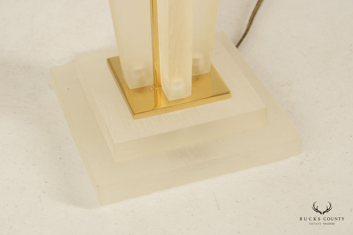 Frederick Cooper Art Deco Style Lucite Brass Table Lamp