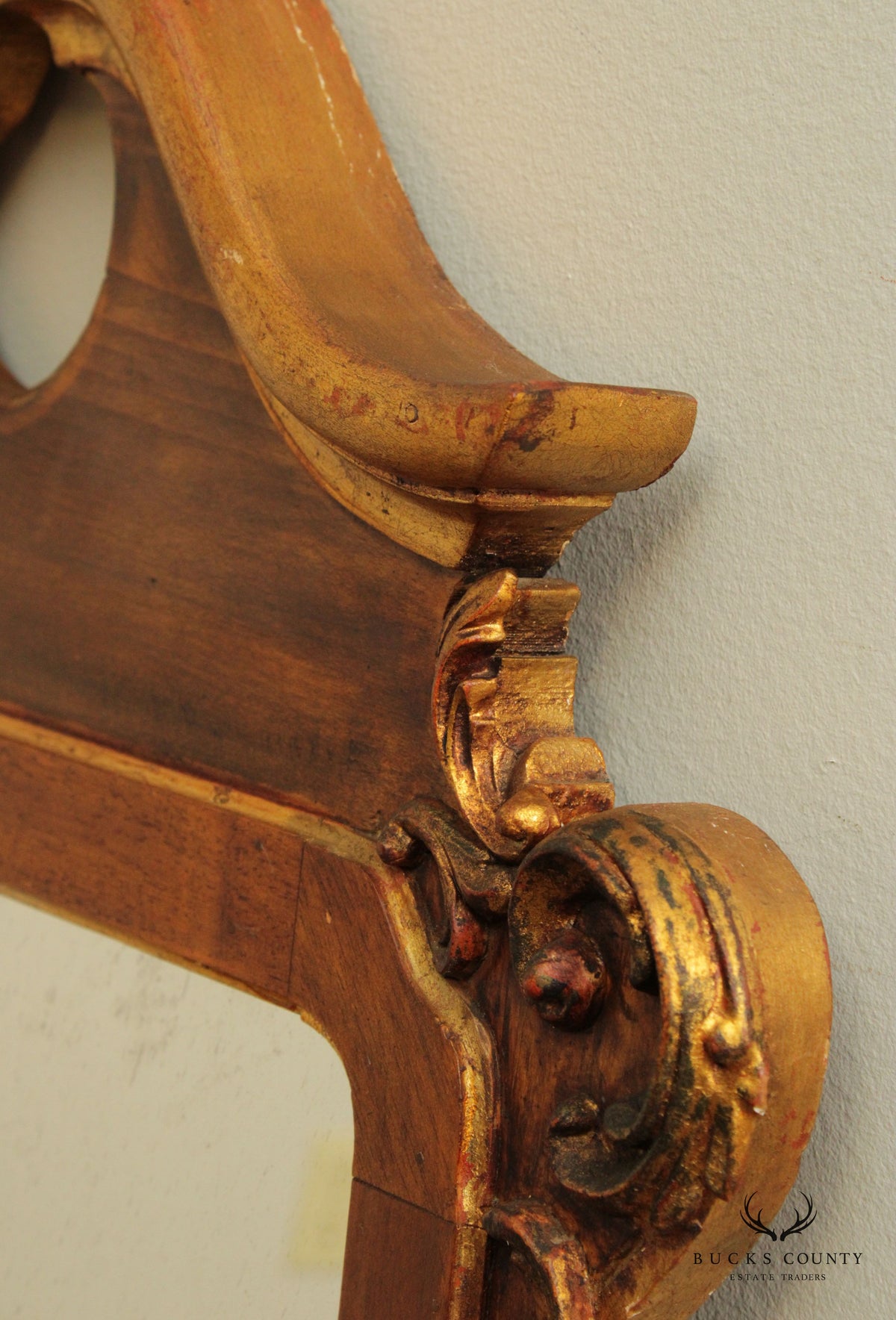 Georgian Style Carved Wood Partial Gilt Mirror