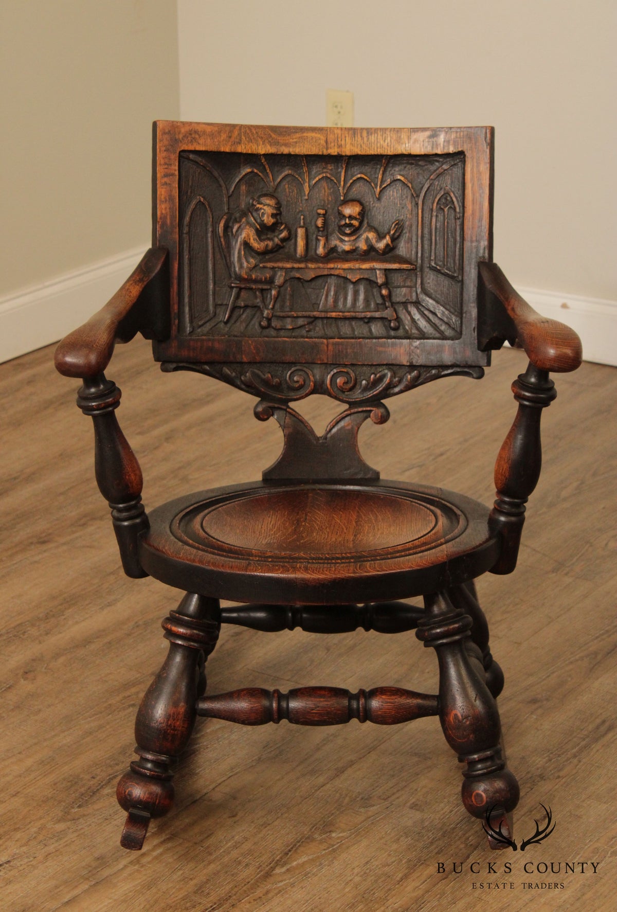 Antique George Arndt Oak Carved Rocker