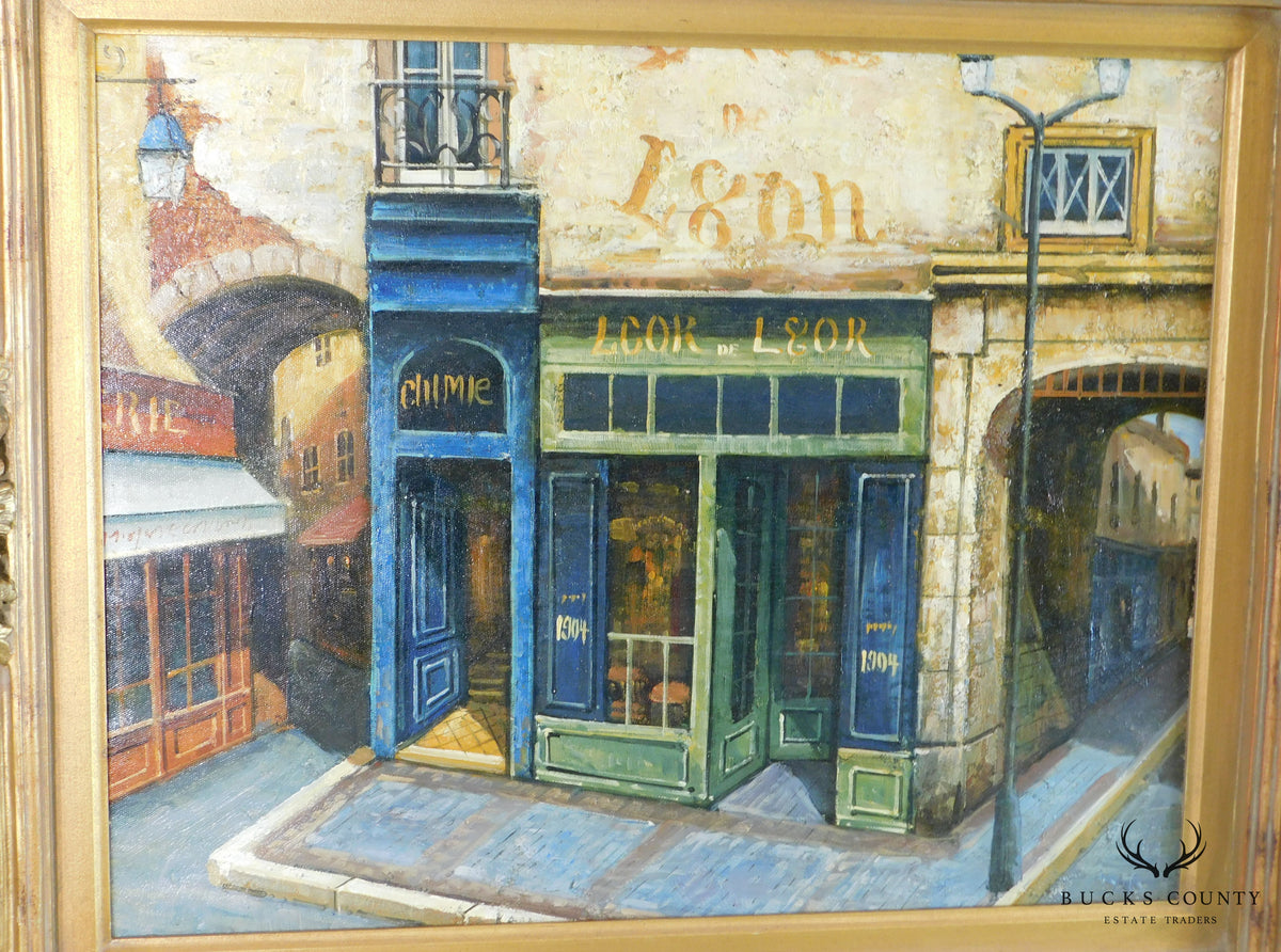 "LCOR DE LGOR" Impasto Oil on Canvas Framed Painting Paris Cafe Street Scene