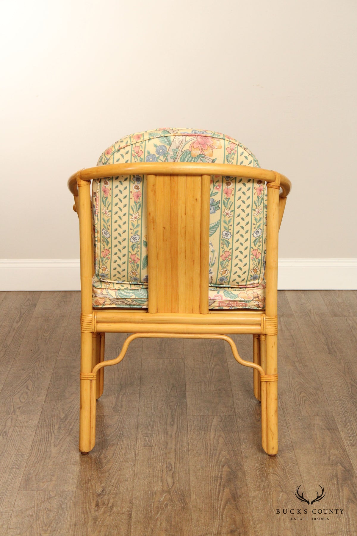 Chinese Bent Bamboo Vintage Set Of Four Horseshoe Back Armchairs