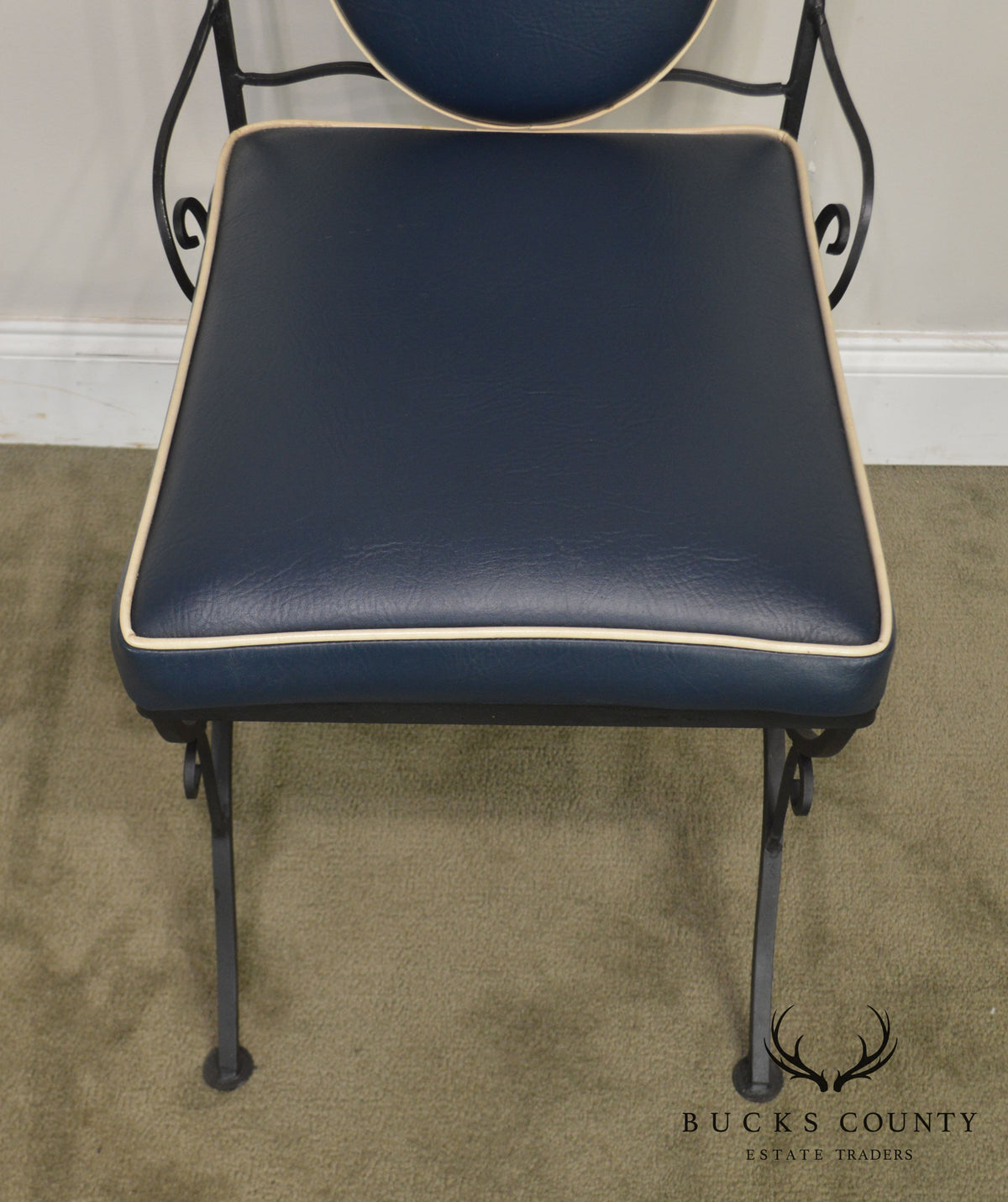 1950's Vintage Custom Quality Scrolled Wrought Iron Side Chair