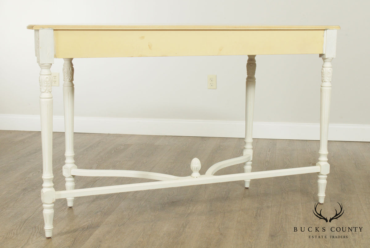French Louis XVI Style Painted Demilune Console Table (A)