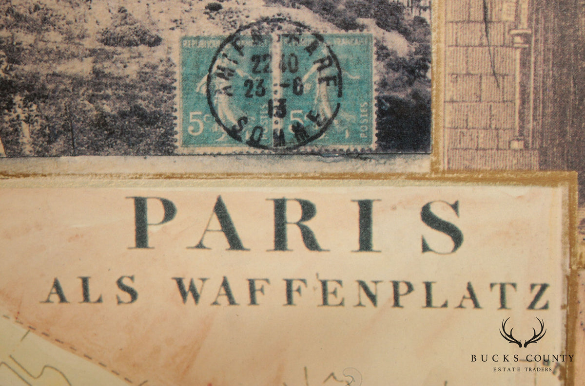 Large, Vintage Plan of Paris Als Waffen Platz