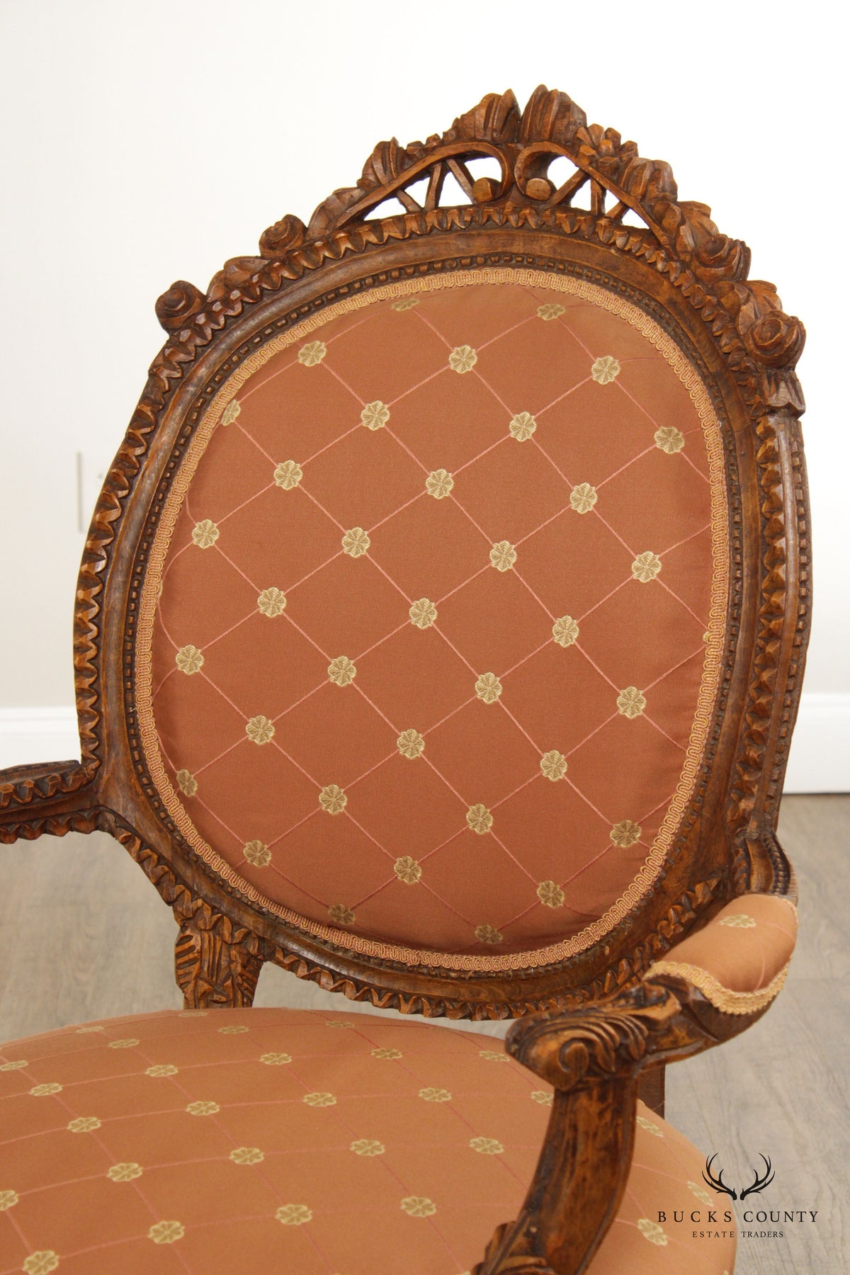 French Louis XVI Victorian Style Carved Armchair