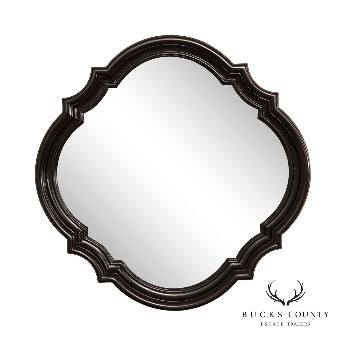 Vintage Quatrefoil Carved Wood Frame Wall Mirror