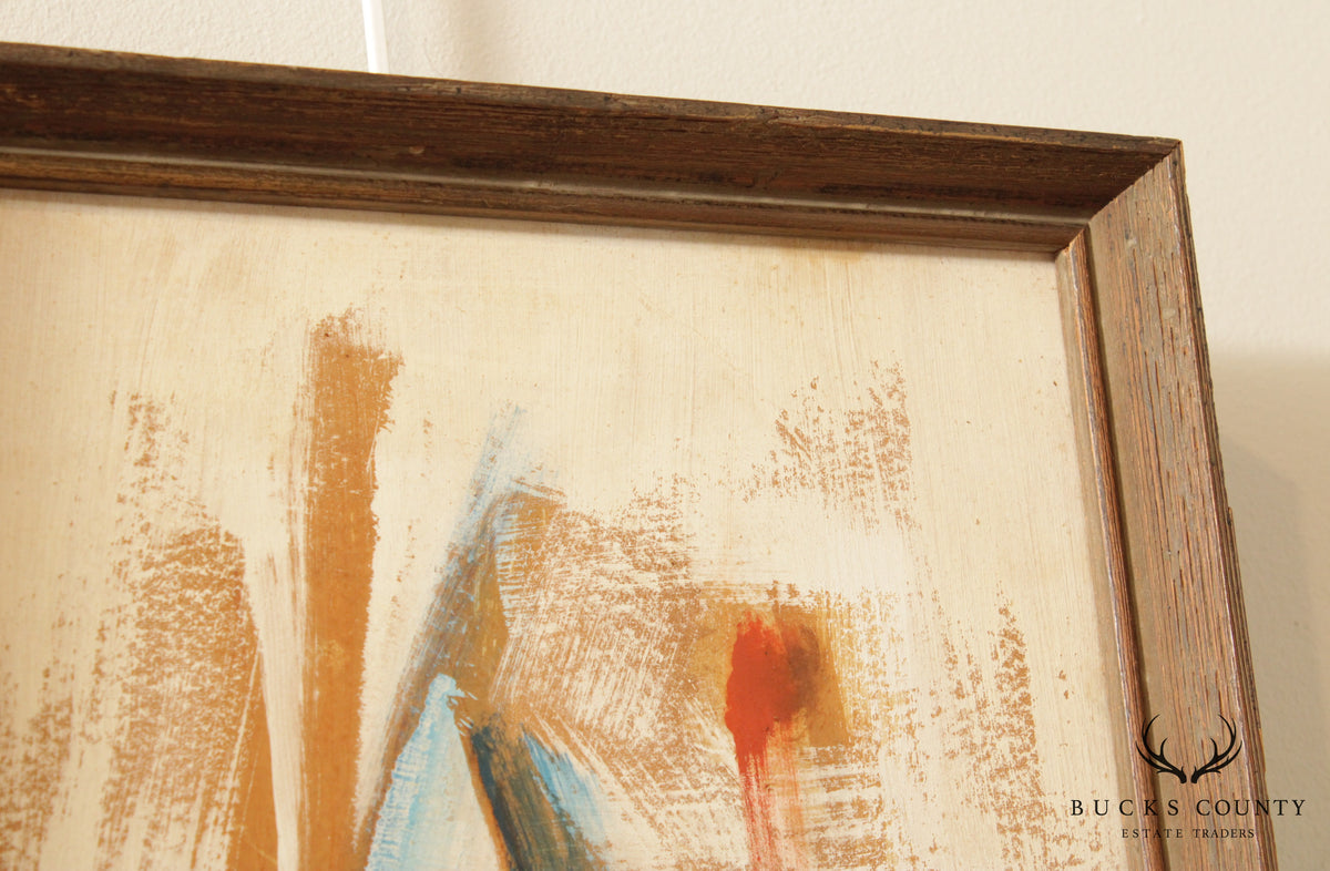 Mid Century Abstract Original Painting, Framed