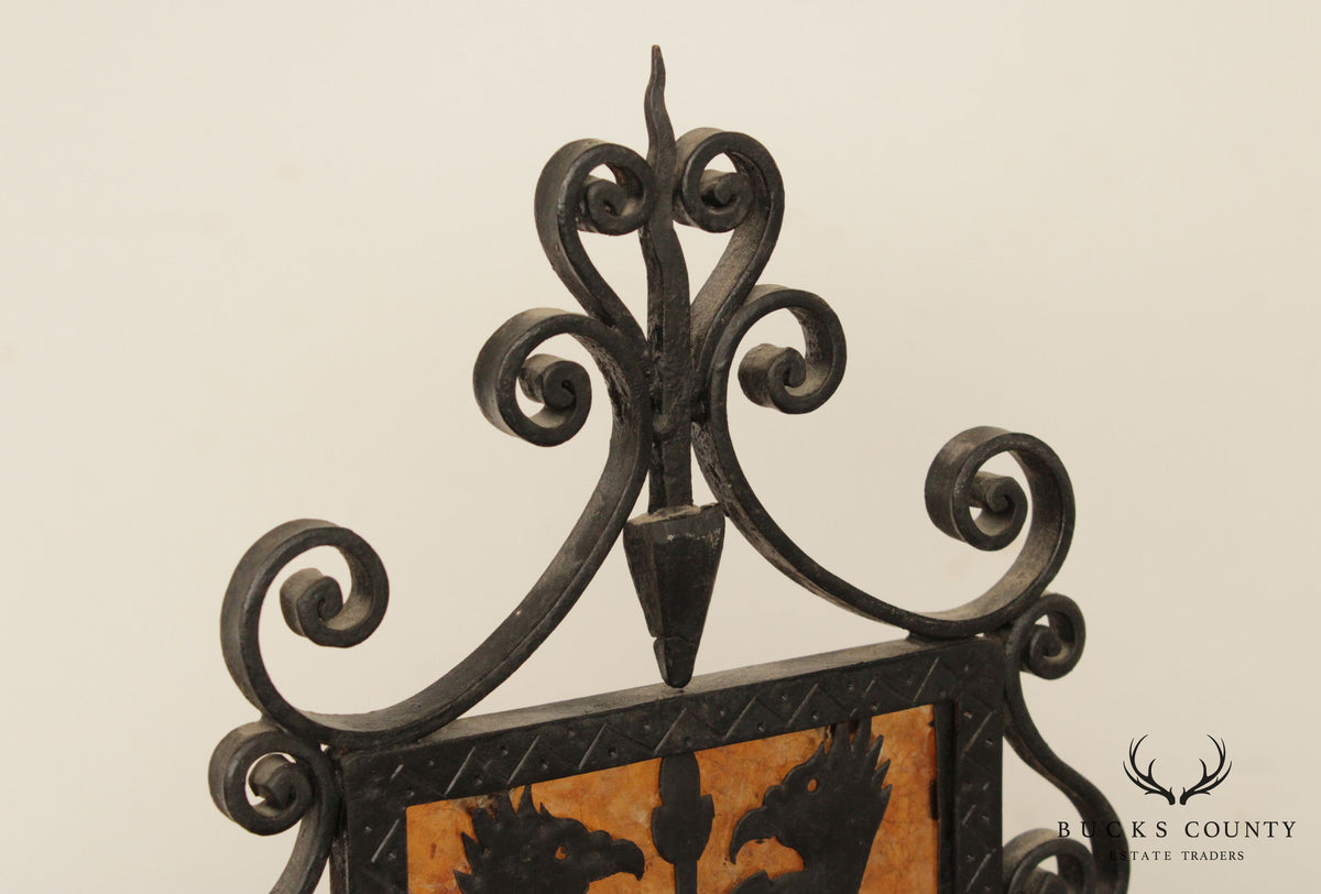 Arts & Crafts Pair Wrought Iron Candle Torchiere
