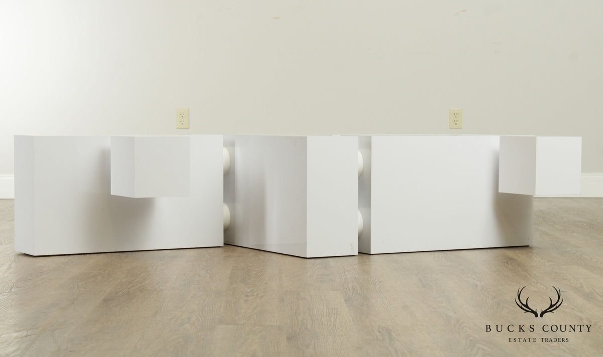 Modular Designs, 1970's Postmodern White Geometric Coffee Table