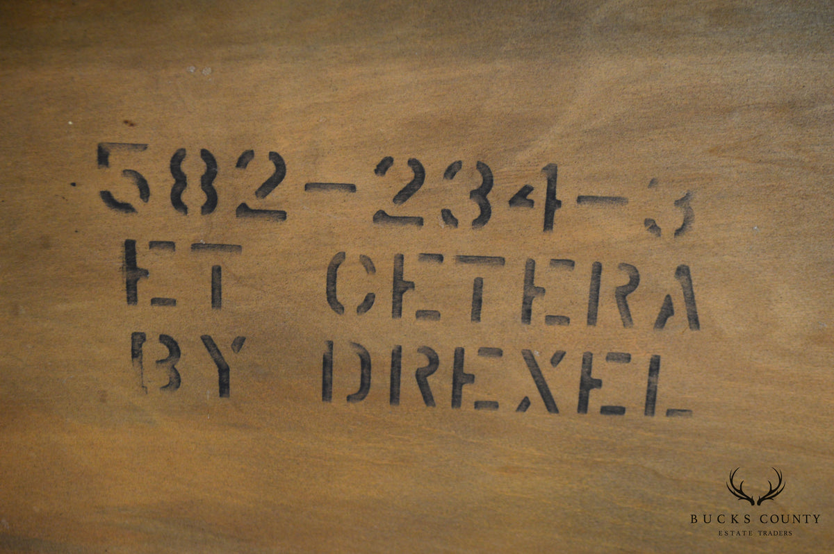 Drexel ET Cetera Vintage Faux Bamboo Leather Wrapped Parsons Coffee or Side Table