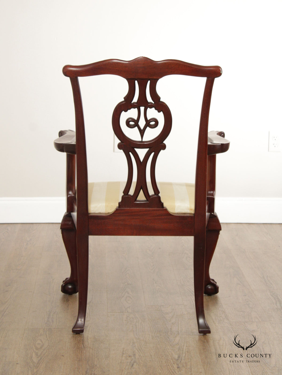 Baker Furniture Chippendale Style Carved Mahogany Armchair
